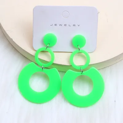 Fashion Round Stitching Hollow Acrylic Geometric Personality Earrings