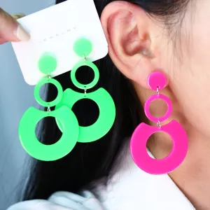 Fashion Round Stitching Hollow Acrylic Geometric Personality Earrings