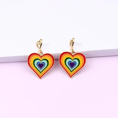 Fashion Rainbow Heart Simple Geometric Alloy Earrings