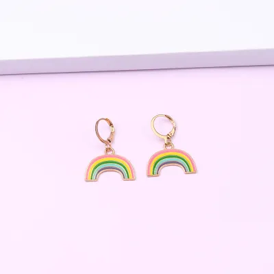 Fashion Rainbow Heart Simple Geometric Alloy Earrings