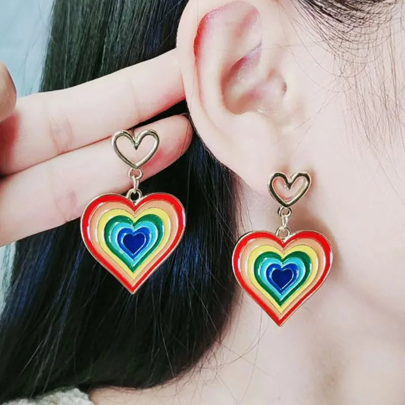 Fashion Rainbow Heart Simple Geometric Alloy Earrings
