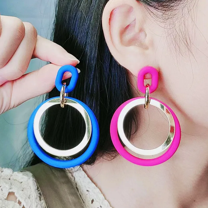 Fashion Acrylic Geometric Circle Earrings