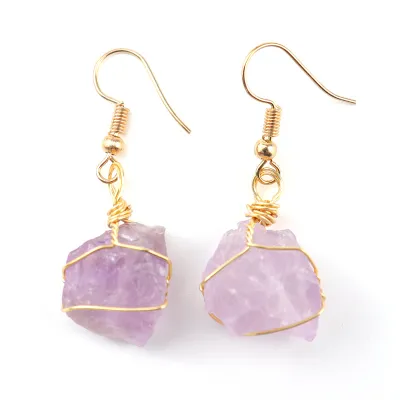 Fashion Handmade Gold Winding Natural Stone Earrings Geometric Style