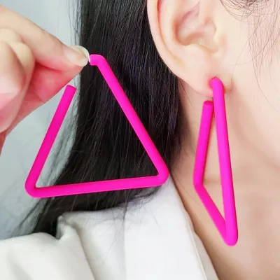 Fashion Solid Color Triangle Acrylic Hoop Earrings