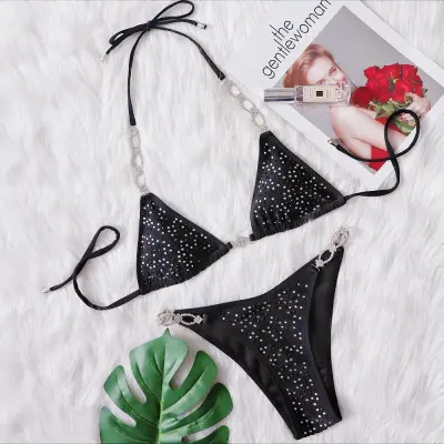 Women Sexy Rhinestone Chain Bikini