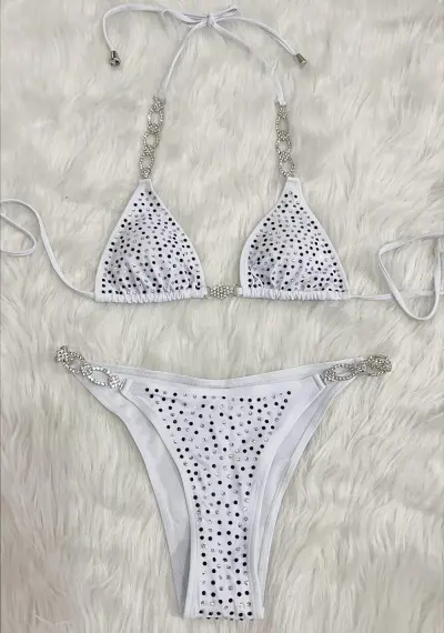 Women Sexy Rhinestone Chain Bikini