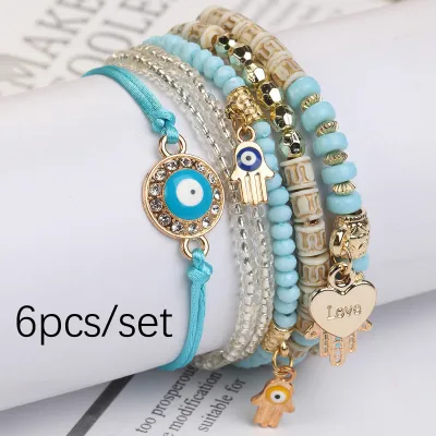 Fashion Beaded Multi-Layer Bracelet Glass Ethnic Geometric Unisex Retro