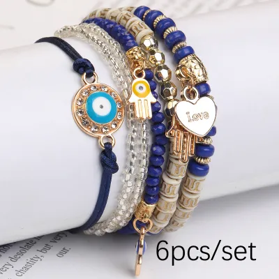 Fashion Beaded Multi-Layer Bracelet Glass Ethnic Geometric Unisex Retro