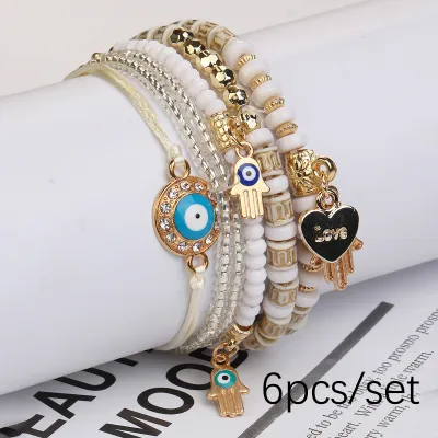 Fashion Beaded Multi-Layer Bracelet Glass Ethnic Geometric Unisex Retro