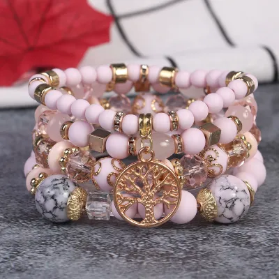 Bohemian Retro Multi-Layer Beaded Bracelet Set Unisex Glass