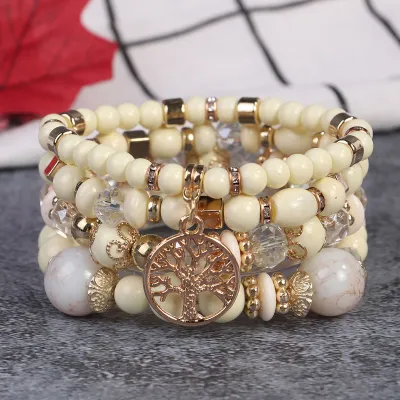 Bohemian Retro Multi-Layer Beaded Bracelet Set Unisex Glass