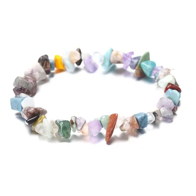 Fashion Natural Crystal Gravel Bracelet Unisex Retro Ethnic Geometry