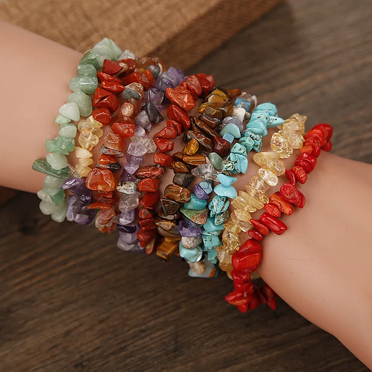 Fashion Natural Crystal Gravel Bracelet Unisex Retro Ethnic Geometry