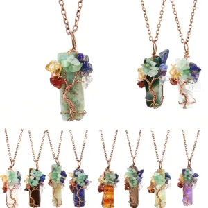 Fashion Irregular Natural Stone Agate Gravel Pendant Cross Chain Necklace