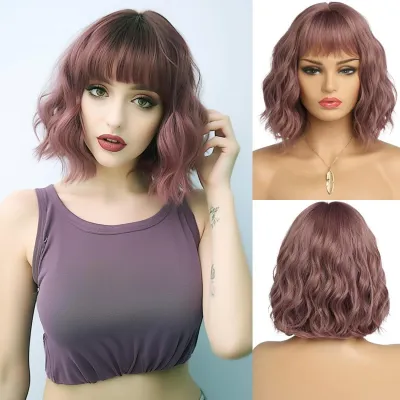 Women Fashion Short Curly Bobo Wig with Qi Bangs