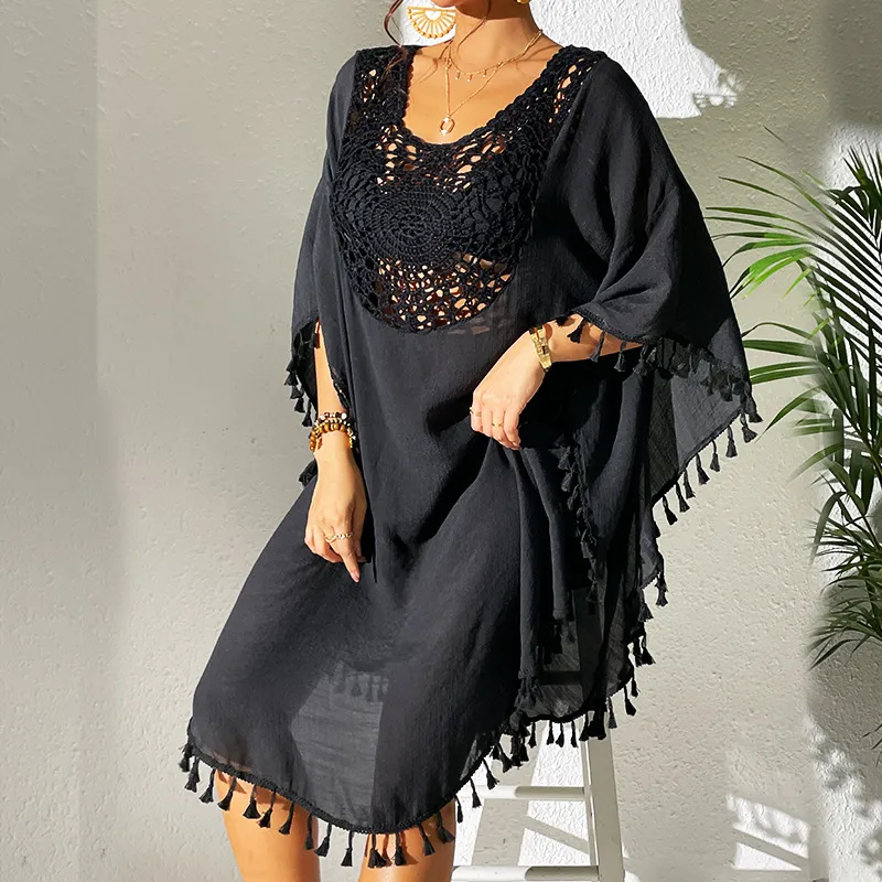 Women Crochet Stitching Tassel Swimwear Cover-Ups for Beach Holiday