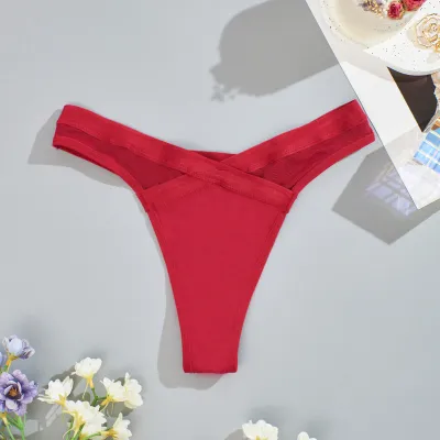 Women Sexy Low Waist Mesh Transparent Panties Solid Color
