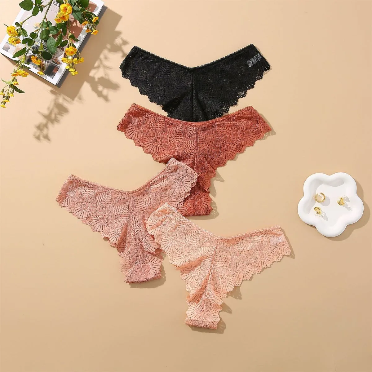 Women Sexy Lace Low Waist Panties
