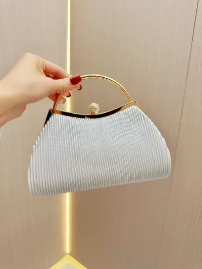 Women Fashion Shell Handle Evening Bag Polyester Envelope Clutch Party Bag