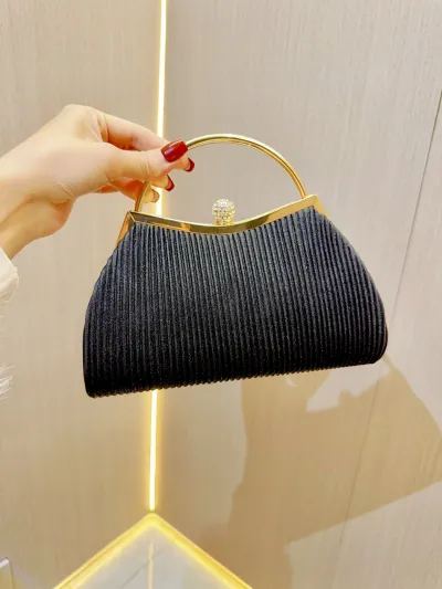 Women Fashion Shell Handle Evening Bag Polyester Envelope Clutch Party Bag