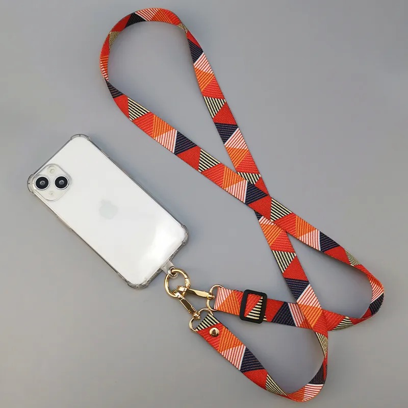 Women Fashion Geometric Triangle Leaf Adjustable Crossbody Phone Lanyard With Clip