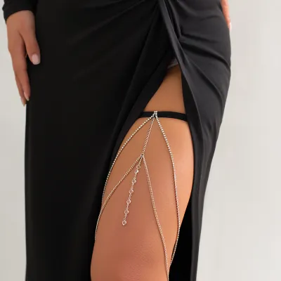 Women Fashion Sexy Stretch Multi-Layer Rhinestone Chain Leg Chain Body Chain