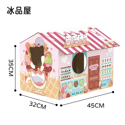 Cute Splicing Creative Corrugated Paper Pet Cat House