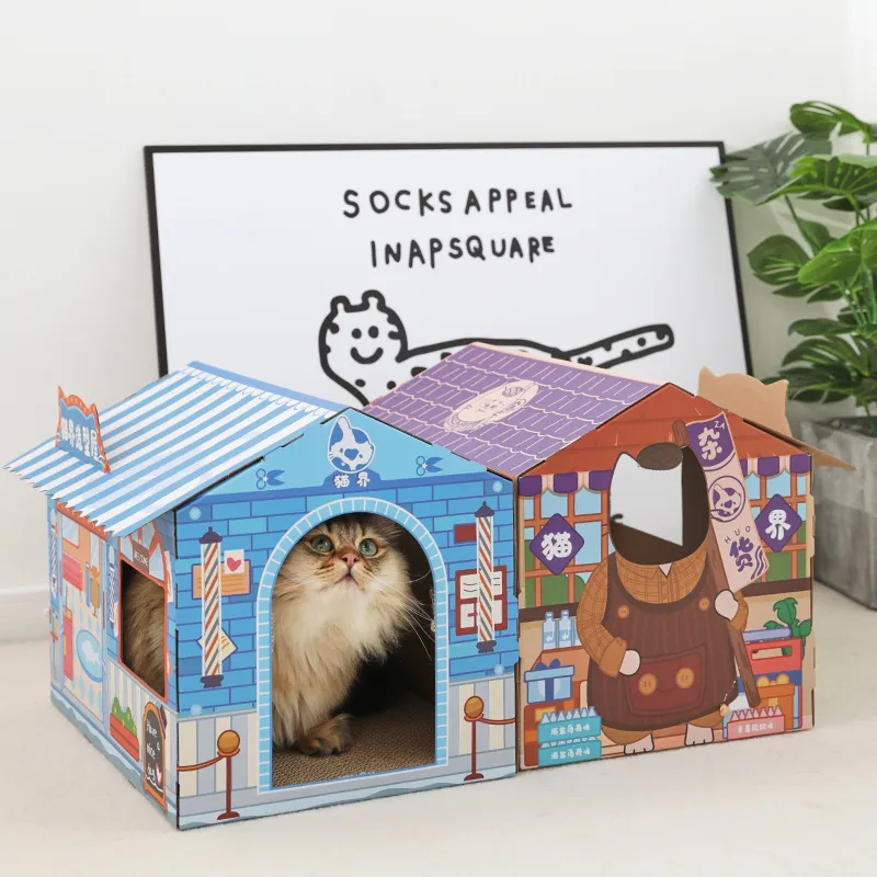Cute Splicing Creative Corrugated Paper Pet Cat House