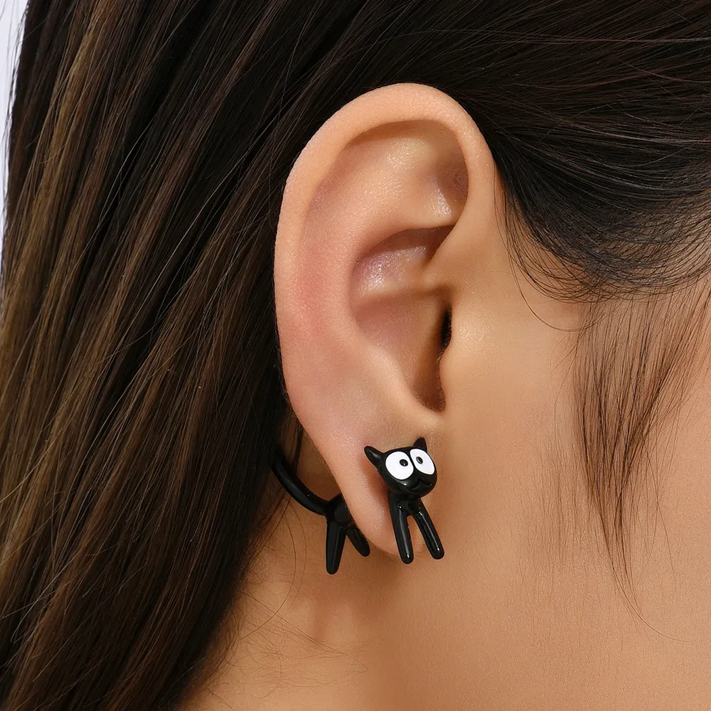Creative Cute Cat Detachable Earrings Fresh Sweet Zinc Alloy
