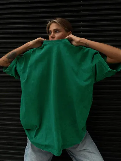 Women Casual Solid Color Loose Short Sleeve Cotton T-Shirt