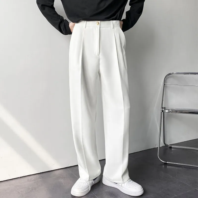 Men Fashion Casual Autumn Solid Color Plus Size Straight Suit Trousers
