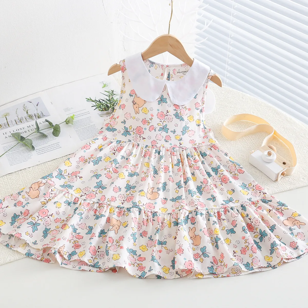 Kids Toddler Big Girls Casual Sweet Tiny Floral Print Sleeveless Summer Dress