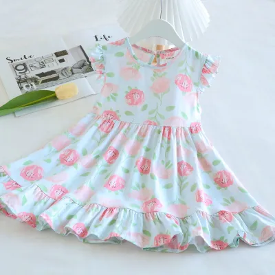 Kids Toddler Big Girls Casual Sweet Tiny Flower Print Sleeveless Cotton Silk Bohemian Dress