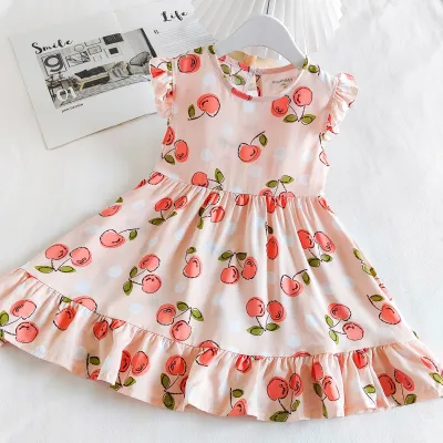 Kids Toddler Big Girls Casual Sweet Tiny Flower Print Sleeveless Cotton Silk Bohemian Dress