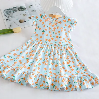 Kids Toddler Big Girls Casual Sweet Tiny Flower Print Sleeveless Cotton Silk Bohemian Dress