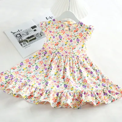 Kids Toddler Big Girls Casual Sweet Tiny Flower Print Sleeveless Cotton Silk Bohemian Dress