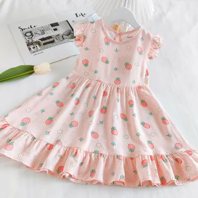 Kids Toddler Big Girls Casual Sweet Tiny Flower Print Sleeveless Cotton Silk Bohemian Dress