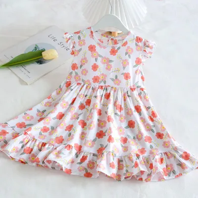 Kids Toddler Big Girls Casual Sweet Tiny Flower Print Sleeveless Cotton Silk Bohemian Dress