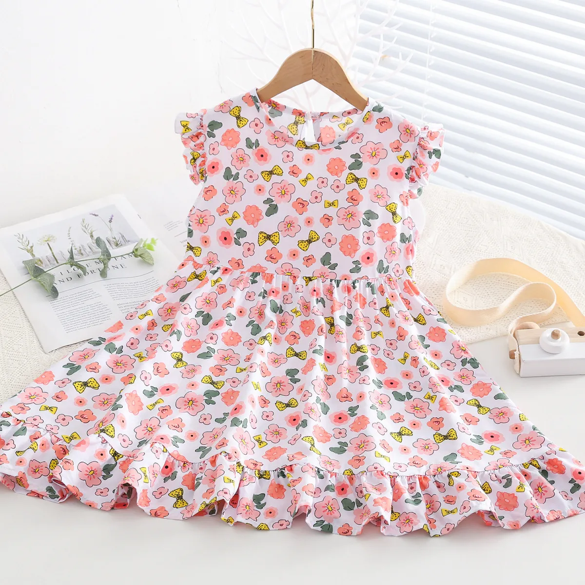 Kids Toddler Big Girls Casual Sweet Tiny Flower Print Sleeveless Dress