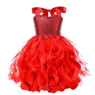 Kids Toddler Girls Sequins Sleeveless Tutu Princess Party Dress