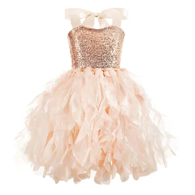 Kids Toddler Girls Sequins Sleeveless Tutu Princess Party Dress