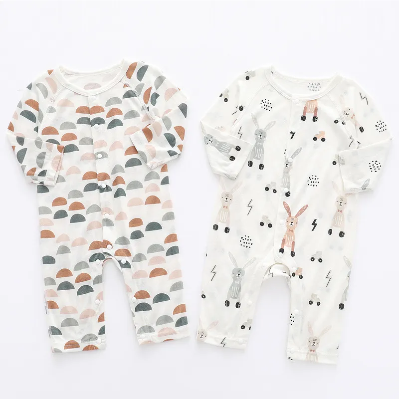 Kids Baby Boys Girls Casual Cute Cartoon Tiny Flower Print Long Sleeve Romper Bodysuit