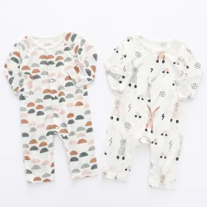 Kids Baby Boys Girls Casual Cute Cartoon Tiny Flower Print Long Sleeve Romper Bodysuit