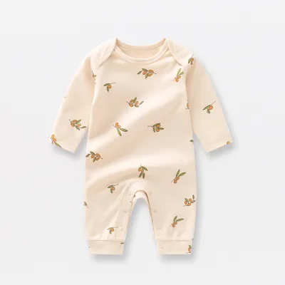 Kids Baby Boys Girls Cute Cartoon Tiny Flower Print Long Sleeve Romper Pullover Cotton
