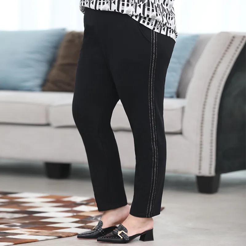 Women Casual Plus Size High Waist Straight Leg Pants