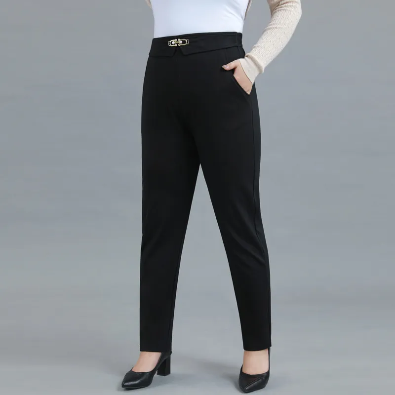 Women Casual Plus Size Solid Color Straight Leg Harem Pants