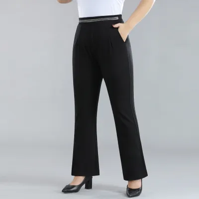Women Plus Size High Waist Micro-Type Stretch Pants Solid Color