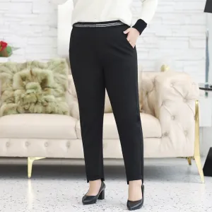 Women Casual Plus Size High Waist Stretch Straight Pants