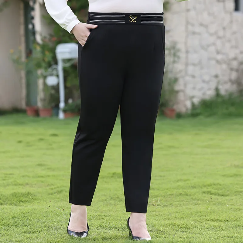 Women Plus Size Casual Harem Pants High Waist Stretch Straight