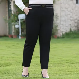 Women Plus Size Casual Harem Pants High Waist Stretch Straight